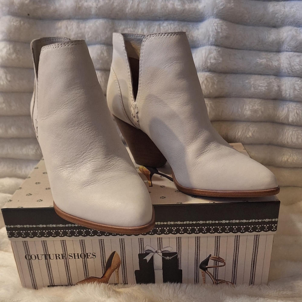 White Frye Leather Reina Cut Out Booties - Picture 3 of 6